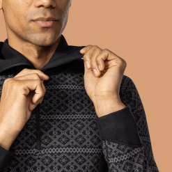 Dalen 2-layer Wool Polo Zip, miesten villapaita - Villakerrastot yläosat miehet - Dalen 2-layer Wool Polo Zip, miesten villapaita