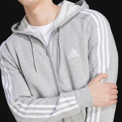 Essential Fleece 3-Stripes Full Zip, miesten huppari - Hupparit - Essential Fleece 3-Stripes Full Zip, miesten huppari