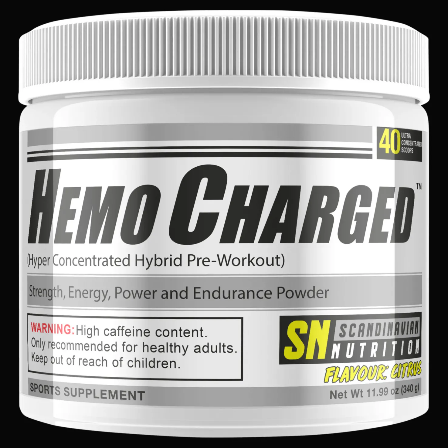 Hemocharged (Citrus (340g), pre-workout-jauhe - Pre-Workout Juomat - Hemocharged (Citrus (340g), pre-workout-jauhe