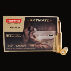 Norma Ctg 6.5x55 8g/124gr Fmj Jaktmatch, ammukset - Kiväärin patruunat - Norma Ctg 6.5x55 8g/124gr Fmj Jaktmatch, ammukset