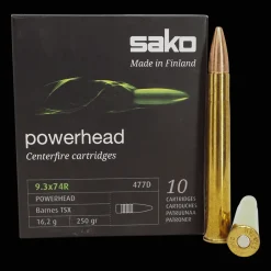 Powerhead 9.3x74r 477d 16.2/250, ammus - Kiväärin patruunat - Powerhead 9.3x74r 477d 16.2/250, ammus