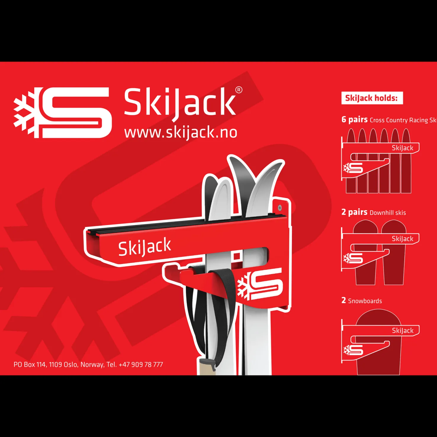 Skijack Skihanger Wall Red 300mm 24/25, suksiteline - Maastohiihtotarvikkeet - Skijack Skihanger Wall Red 300mm 24/25, suksiteline