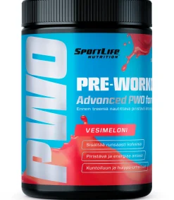 Sportlife Pre-Workout 250g vesimeloni, tehonlisäysjuomajauhe - Energiapatukat - Sportlife Pre-Workout 250g vesimeloni, tehonlisäysjuomajauhe