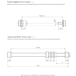 Tacx, E-Thru axle skewer 10 mm rear wheel, harjoitusakselin akseli - Lisävarusteet harjoitusvastuksiin - Tacx, E-Thru axle skewer 10 mm rear wheel, harjoitusakselin akseli