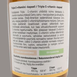 Trippel C-vitamin 400 mg, 120 kaps, lisäravinne C-vitamiini - Superfood ja luonnolliset ravinteet - Trippel C-vitamin 400 mg, 120 kaps, lisäravinne C-vitamiini